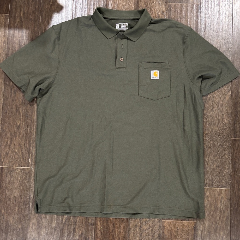 Carhartt Olive Green Men's Polo Shirt XL Loose Fit